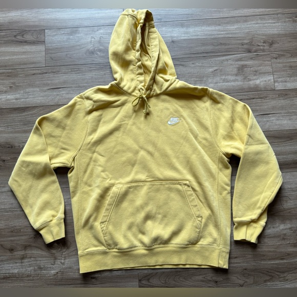 Nike Other - Nike Club Logo Fleece Pullover Hoodie Sweatshirt Sz M Saturn Gold Yellow